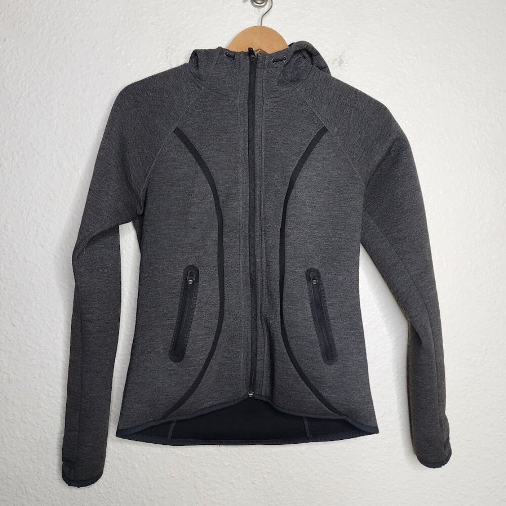 Athleta Fuse Full-Zip Scuba Hoodie Jacket Women's Size Small Gray